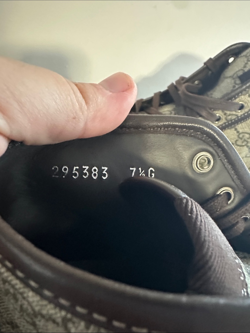 Gucci Brown GG Canvas and Leather High-Top Sneakers - Picture 3 of 7